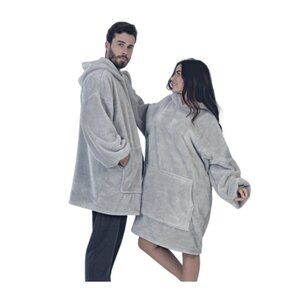 Oversized Hoodie Wearable Blanket Soft Fleece Pocket Unisex Grey NEW WITH TAG